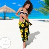 Yellow Hibiscus Pattern Print Sarong Womens Swimsuit Hawaiian Pareo Beach Wrap