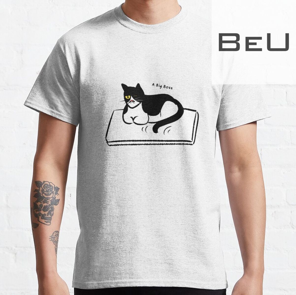 A Black And White Cat On A Laptop Drawing T-shirt Tank Top
