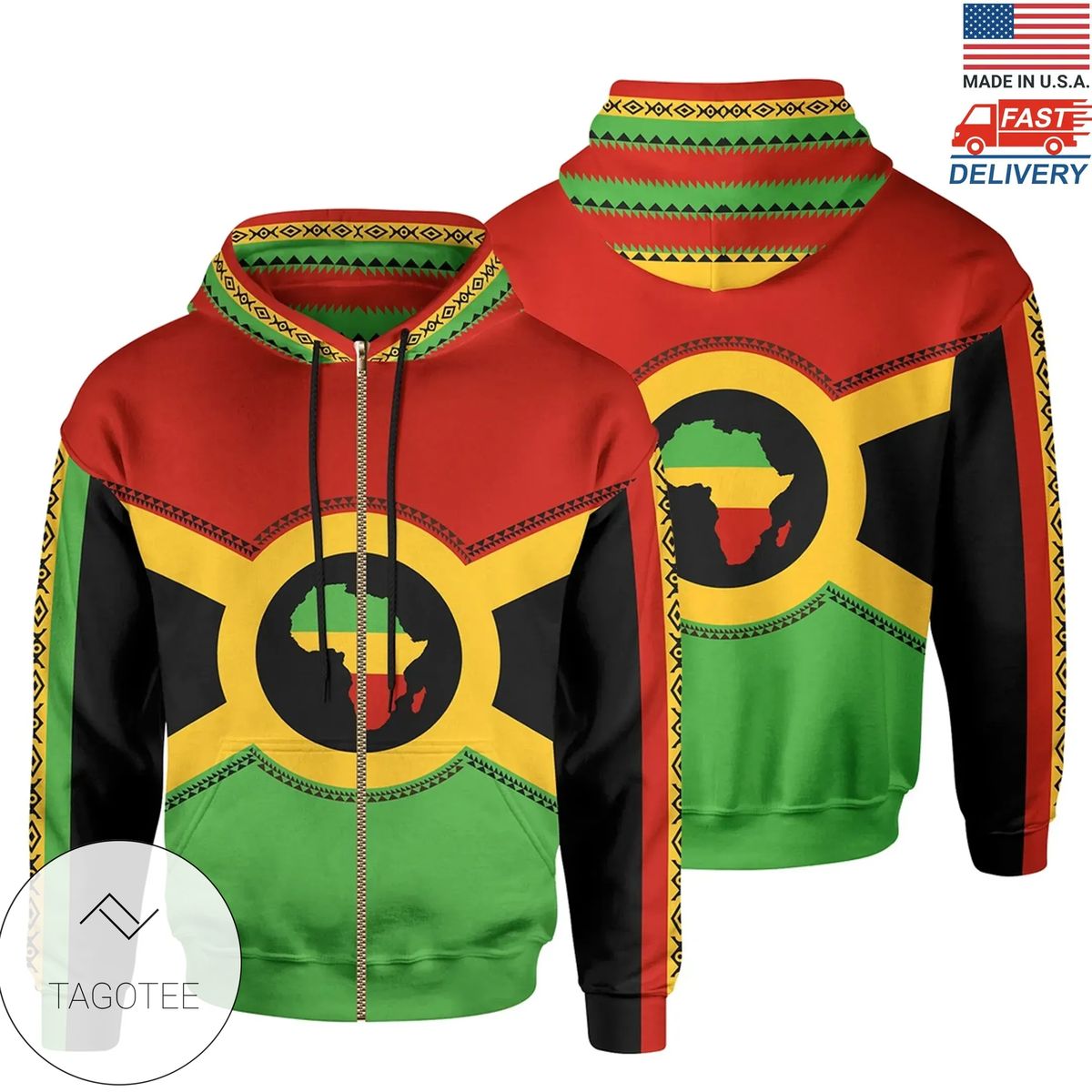 African Reggae Map Made in USA Hoodie
