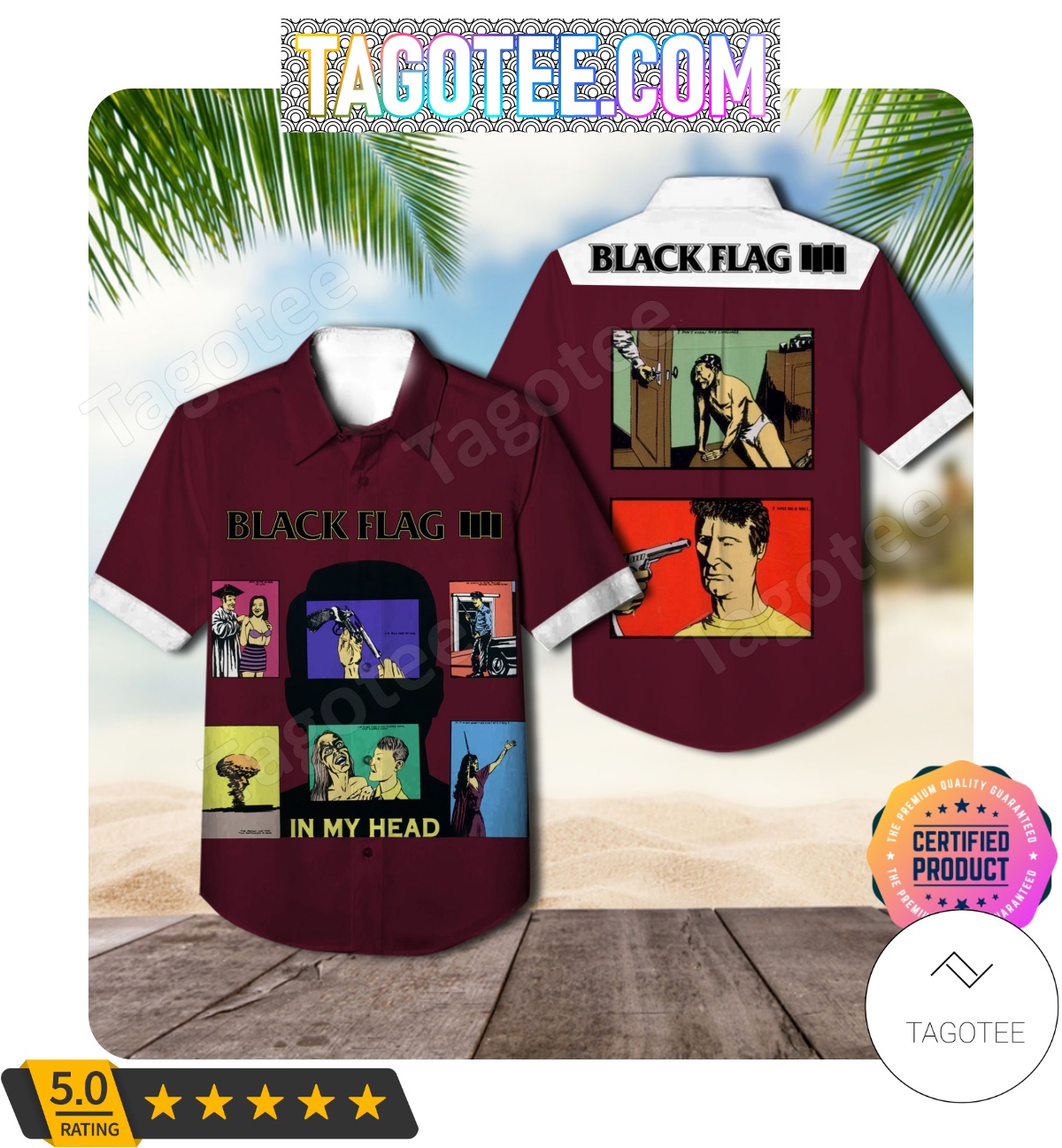 Black Flag In My Head Album Cover Aloha Hawaii Shirt