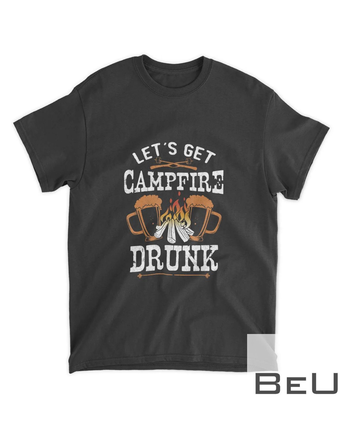 Let's Get Campfire Drunk Camp Distressed Camping T-Shirt