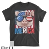 Pig Merica 4th Of July American Flag Usa Farmer Swine Piggy T-shirt
