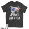 Pit Bull 4th Of July Merica Men American Flag Sunglasses T-shirt