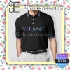 Versace Changing Color Black Embroidered Polo Shirts