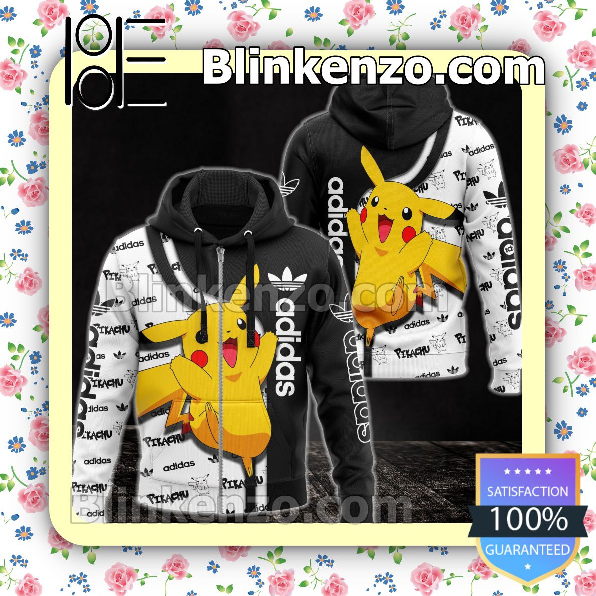Adidas With Pikachu Full-Zip Hooded Fleece Sweatshirt