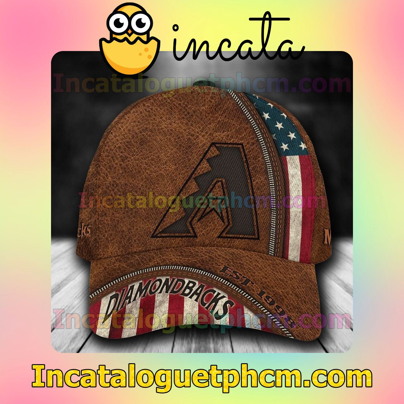 Arizona Diamondbacks Leather Zipper Print MLB Customized Hat Caps