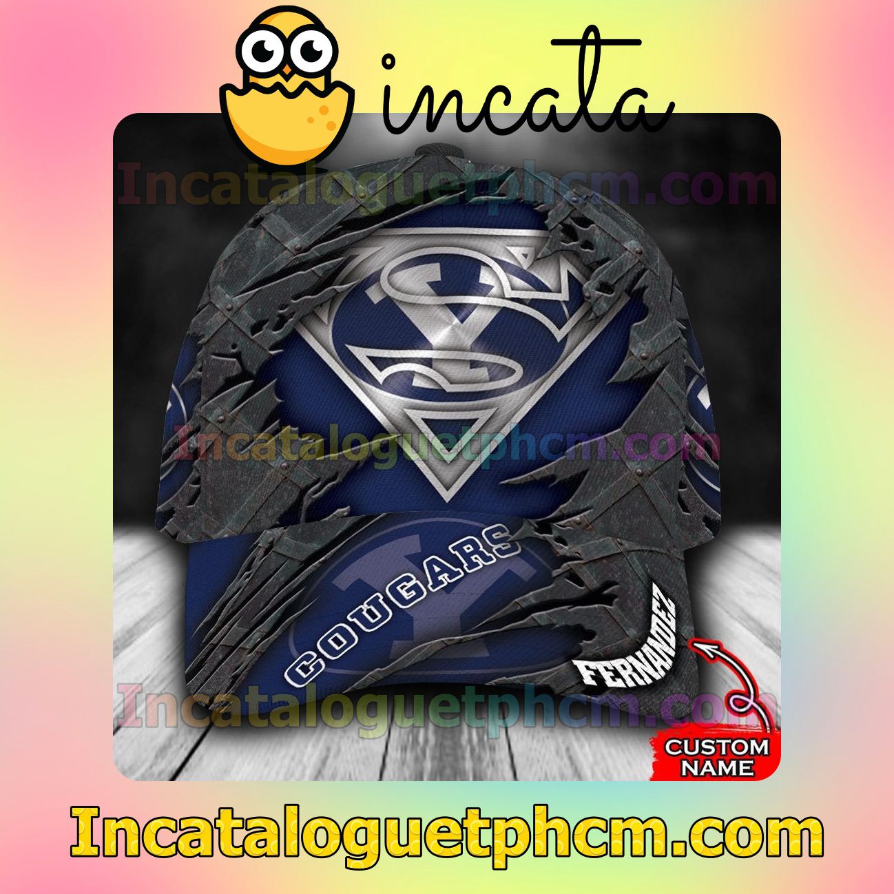 BYU Cougars Superman NCAA Customized Hat Caps