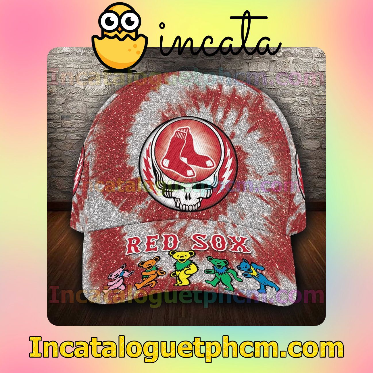 Boston Red Sox & Grateful Dead Band MLB Customized Hat Caps