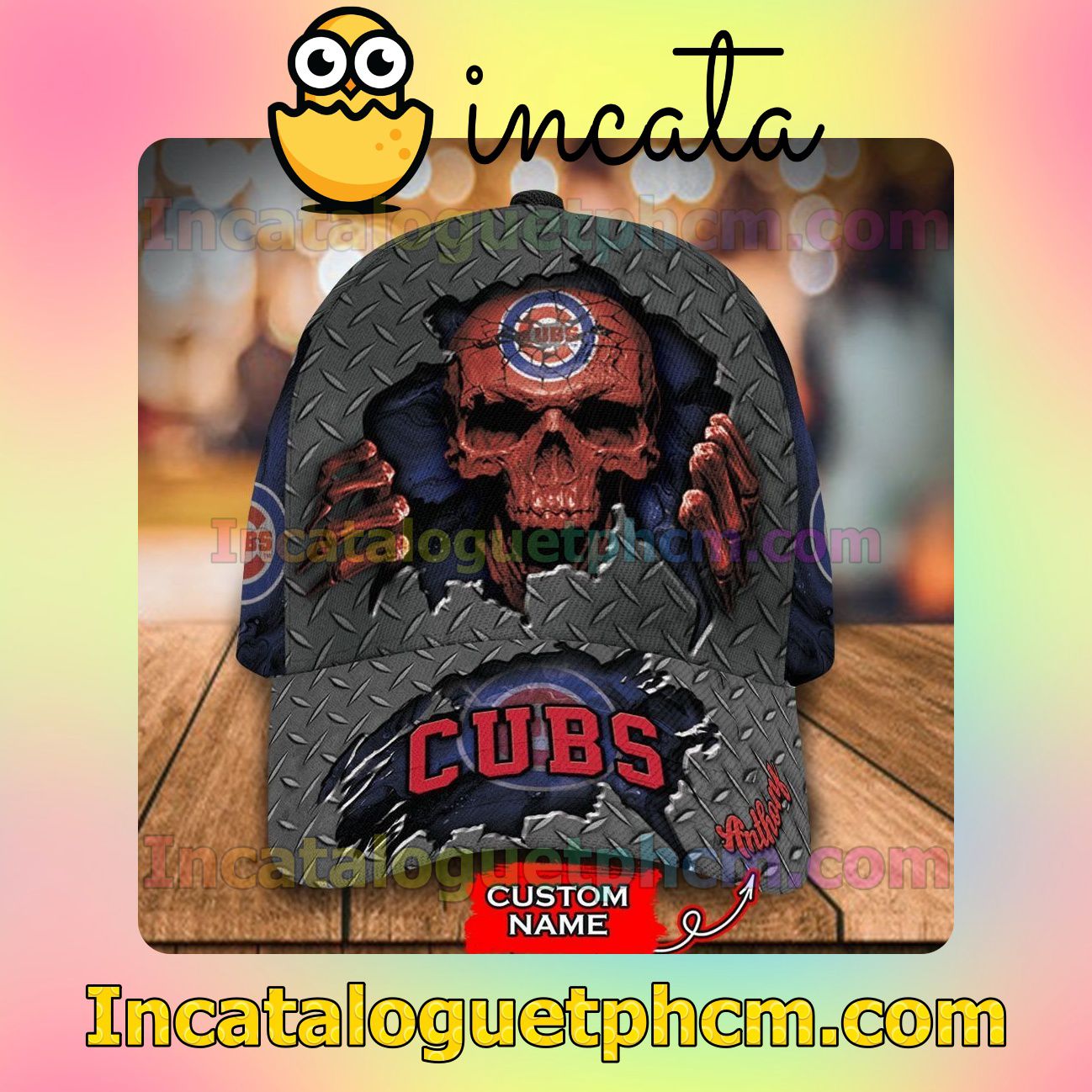 Chicago Cubs Skull MLB Customized Hat Caps