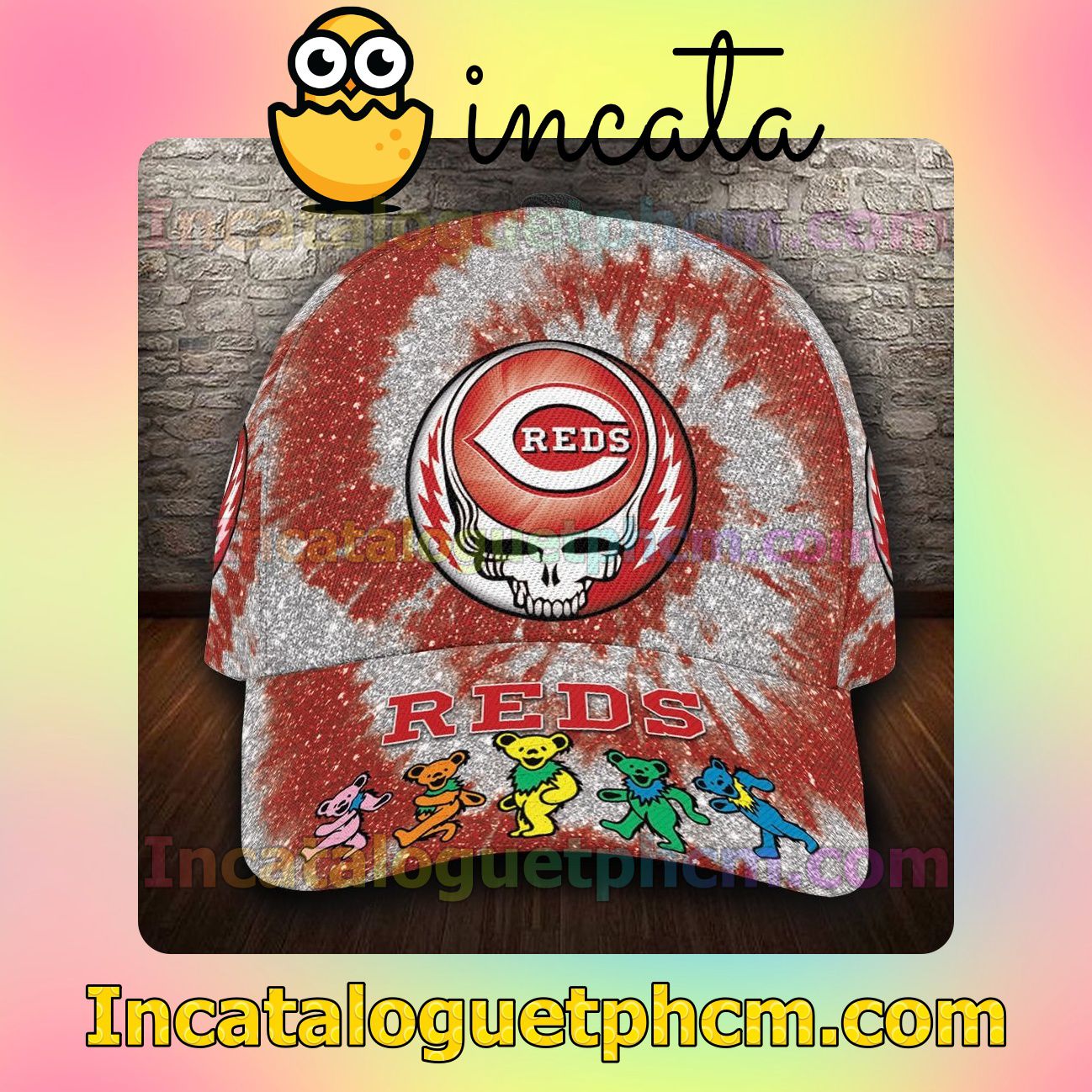Cincinnati Reds & Grateful Dead Band MLB Customized Hat Caps