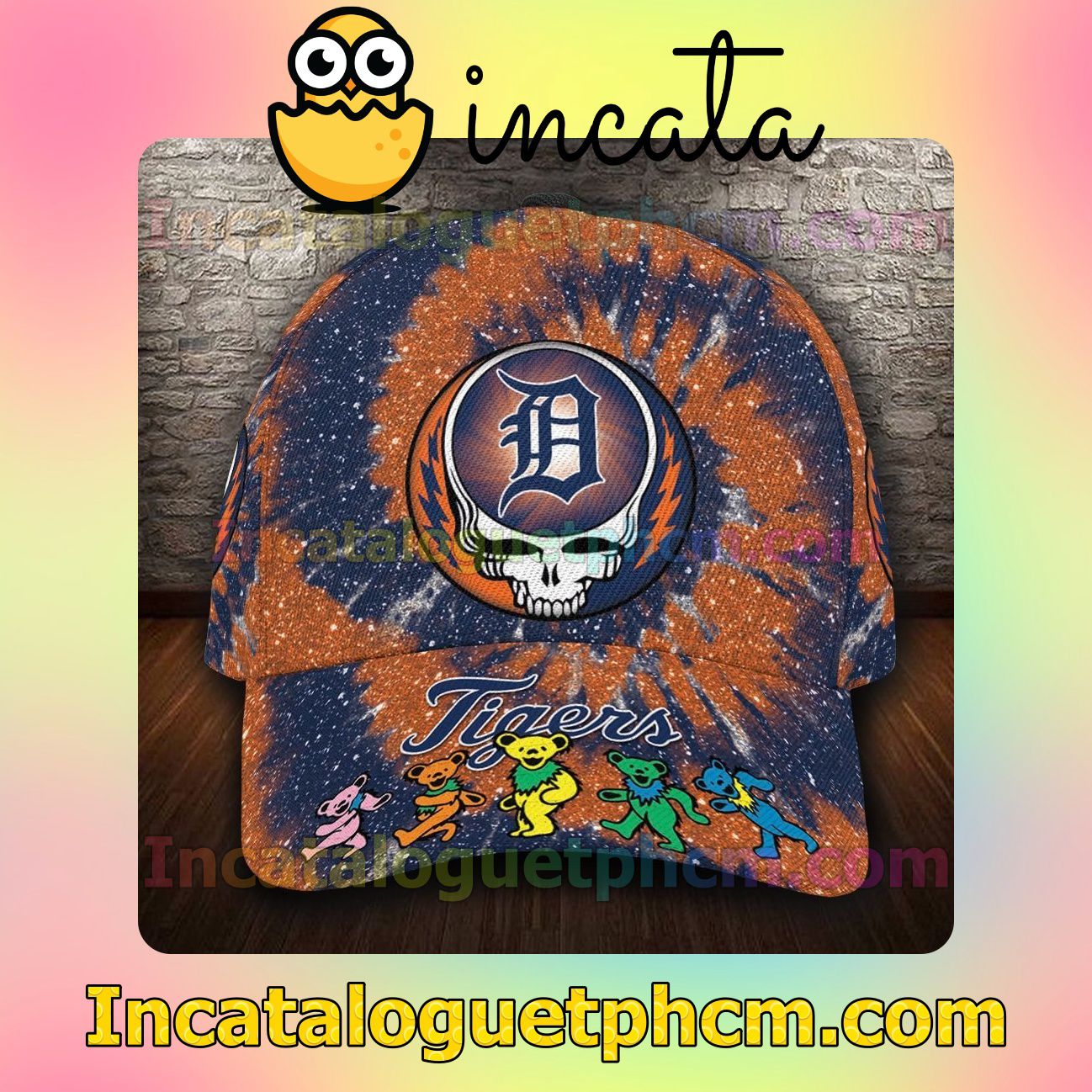 Detroit Tigers & Grateful Dead Band MLB Customized Hat Caps