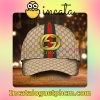 Gucci Gold Brand Name And Logo On Green And Red Stripes Classic Hat Caps Gift For Men