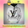 Louis Vuitton Big Black Brand Name And Logo Center White Nike Zip Up Hoodie