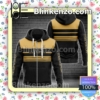 Louis Vuitton Luxury Black With Yellow Horizontal Stripes Full-Zip Hooded Fleece Sweatshirt