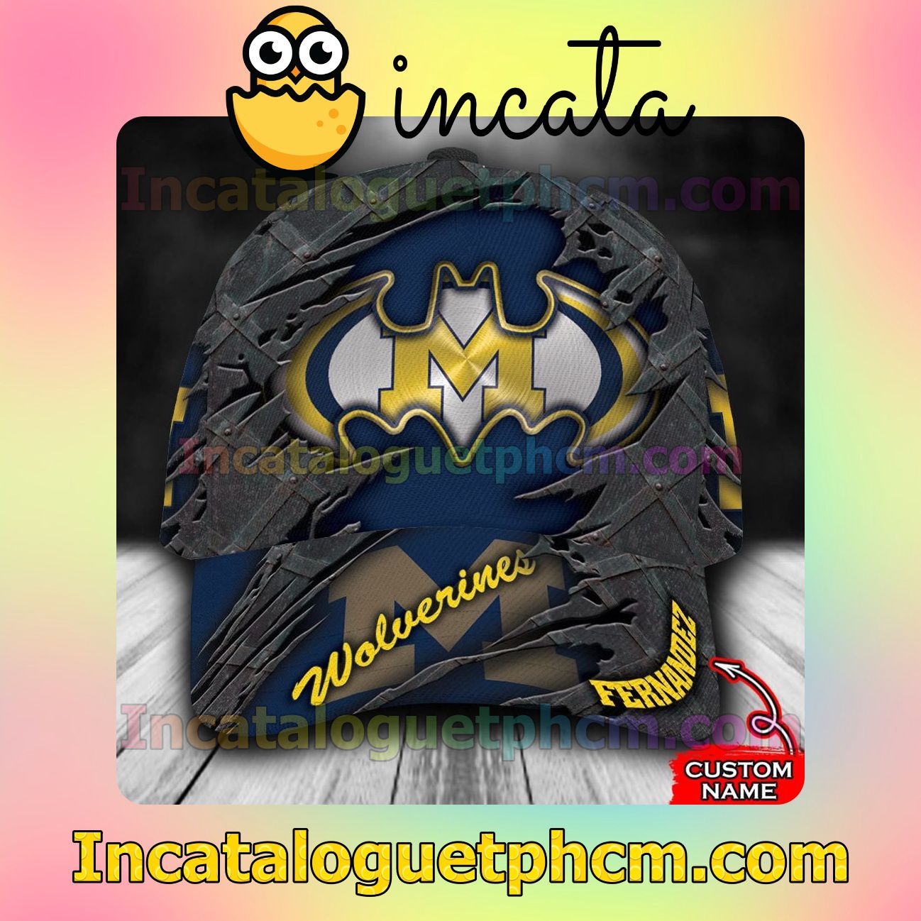 Michigan Wolverines Batman NCAA Customized Hat Caps