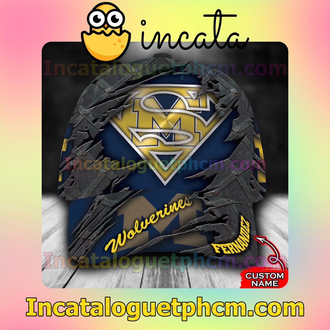 Michigan Wolverines Superman NCAA Customized Hat Caps