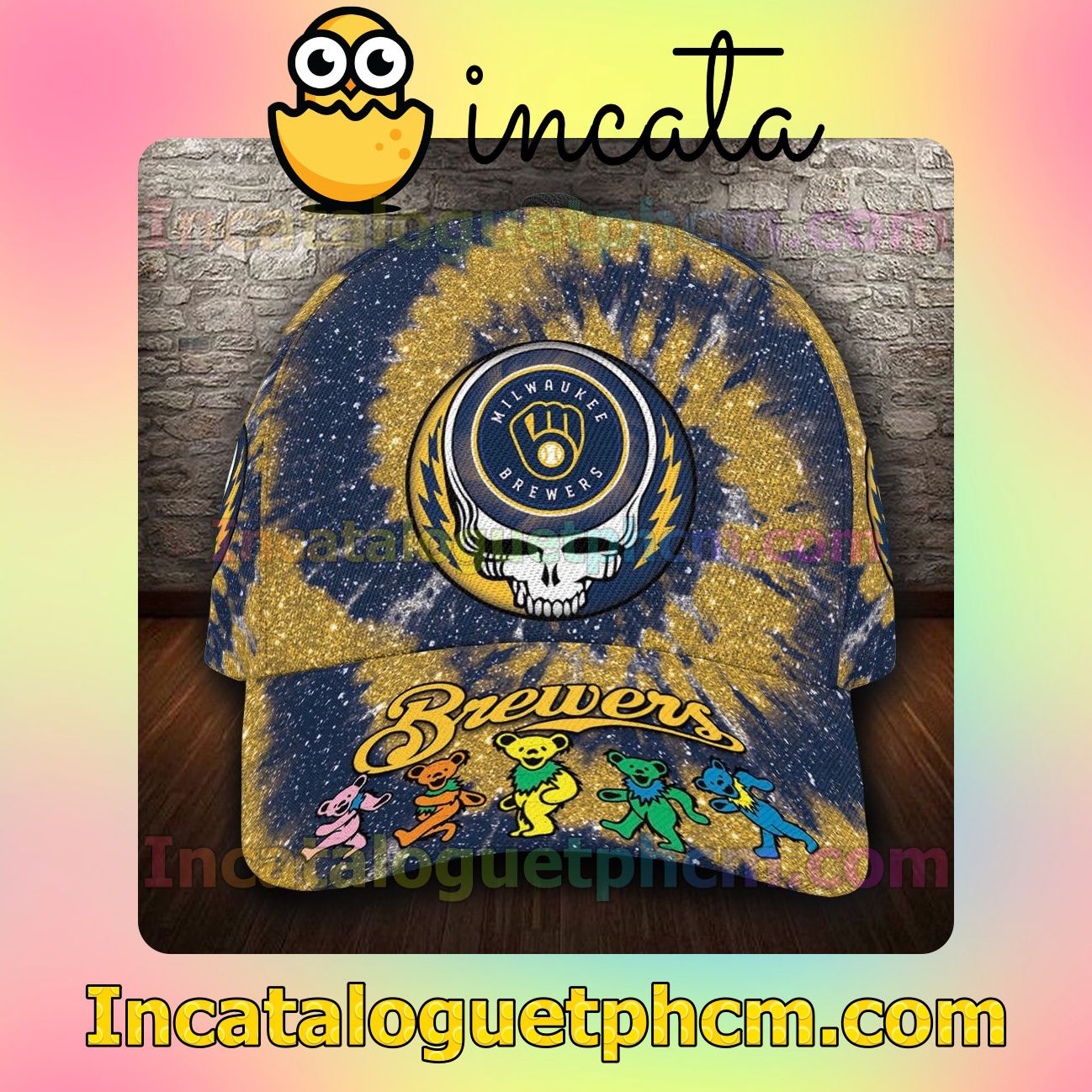 Milwaukee Brewers & Grateful Dead Band MLB Customized Hat Caps