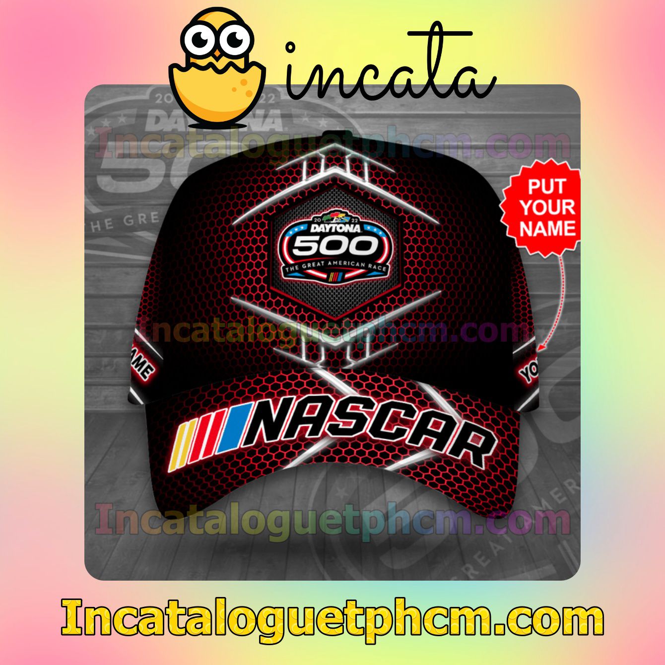 Nascar 2022 Daytona 500 The Great American Race Red Hive Patten Classic Hat Caps Gift For Men