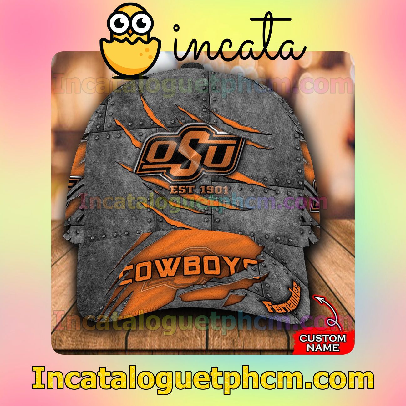 Oklahoma State Cowboys Leather Zipper Print Customized Hat Caps