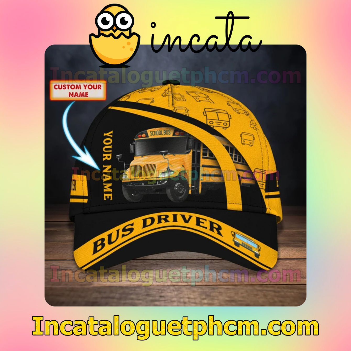 Personalized Bus Driver School Bus Black And Yellow Classic Hat Caps Gift For Men