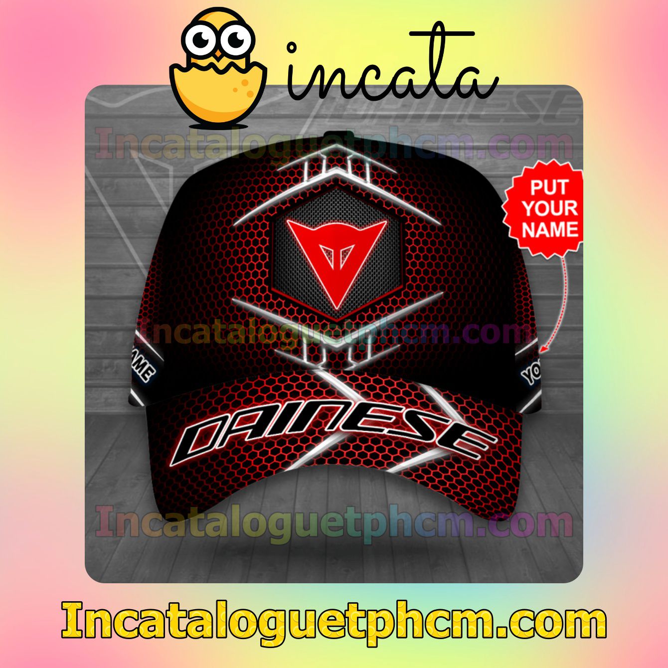 Personalized Dainese Red Hive Pattern Classic Hat Caps Gift For Men