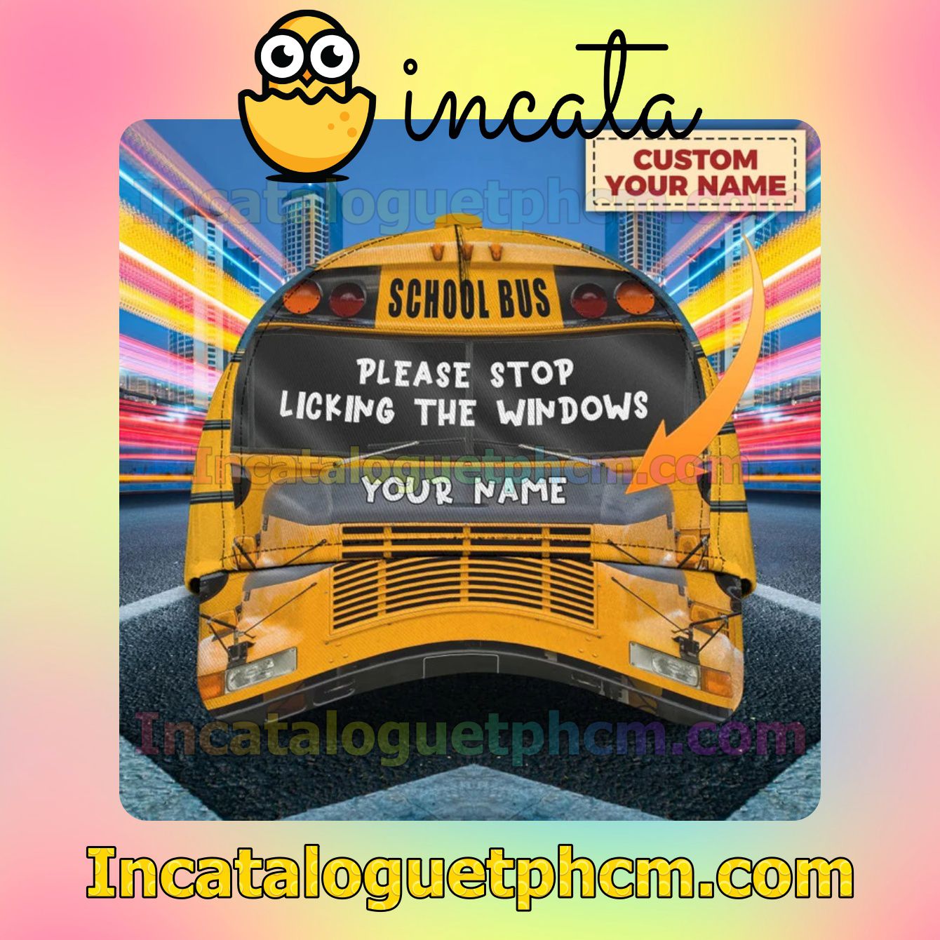 Personalized School Bus Please Stop Licking The Windows Classic Hat Caps Gift For Men