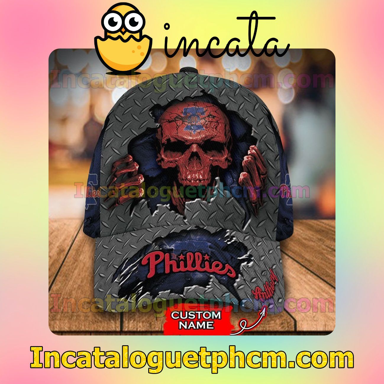 Philadelphia Phillies Skull MLB Customized Hat Caps