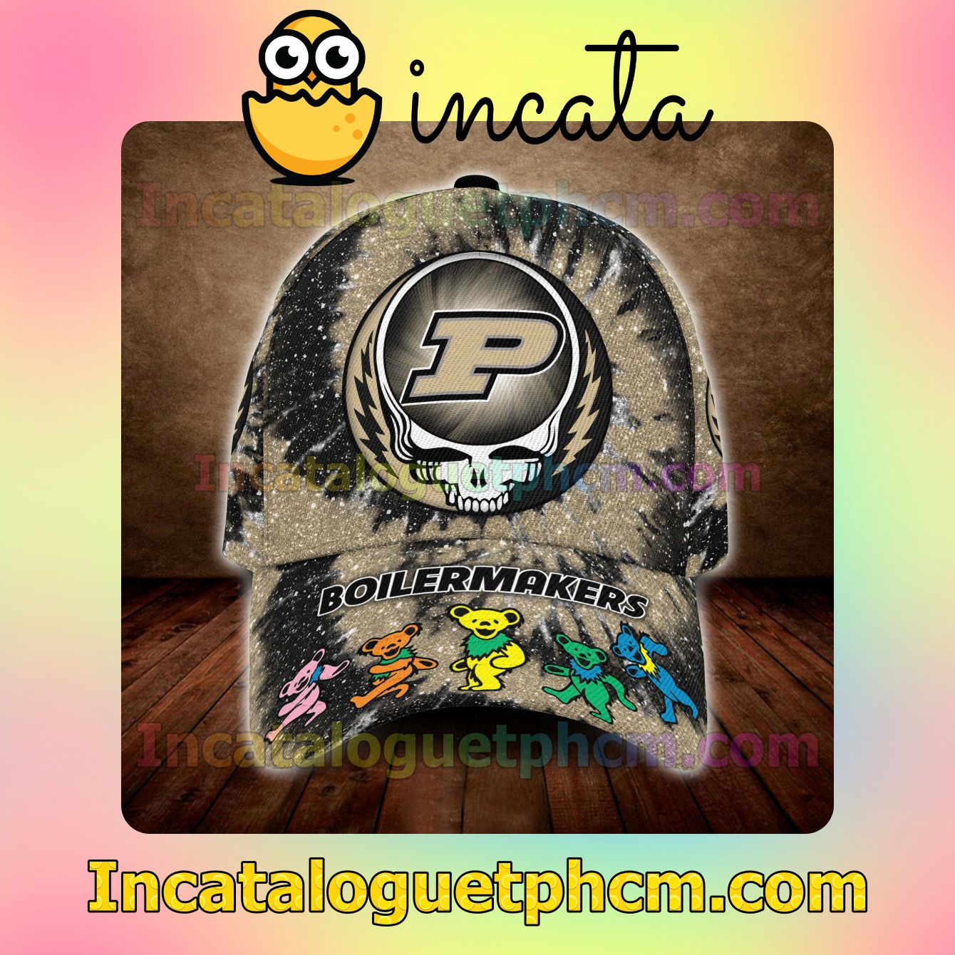 Purdue Boilermakers NCAA & Grateful Dead Band Customized Hat Caps