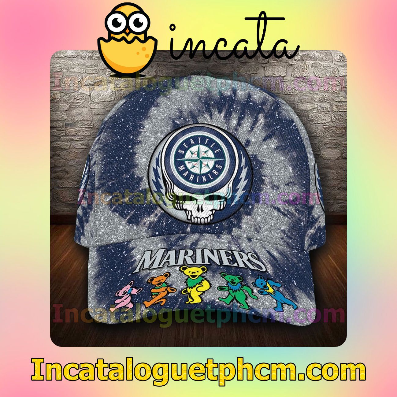 Seattle Mariners & Grateful Dead Band MLB Customized Hat Caps