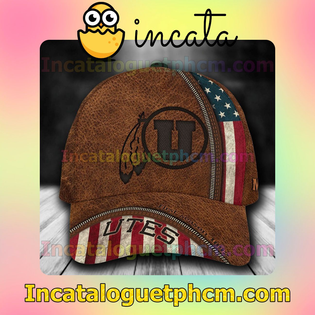 Utah Utes Leather Zipper Print Customized Hat Caps