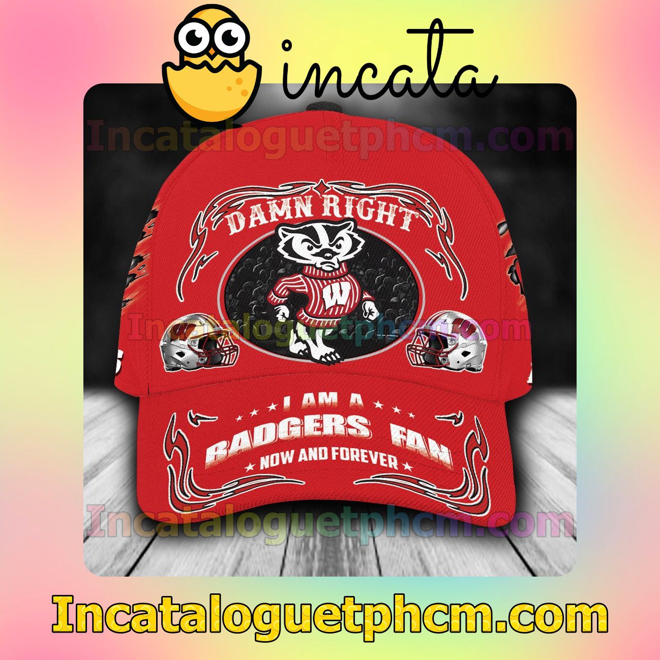 Wisconsin Badgers Mascot NCAA Customized Hat Caps