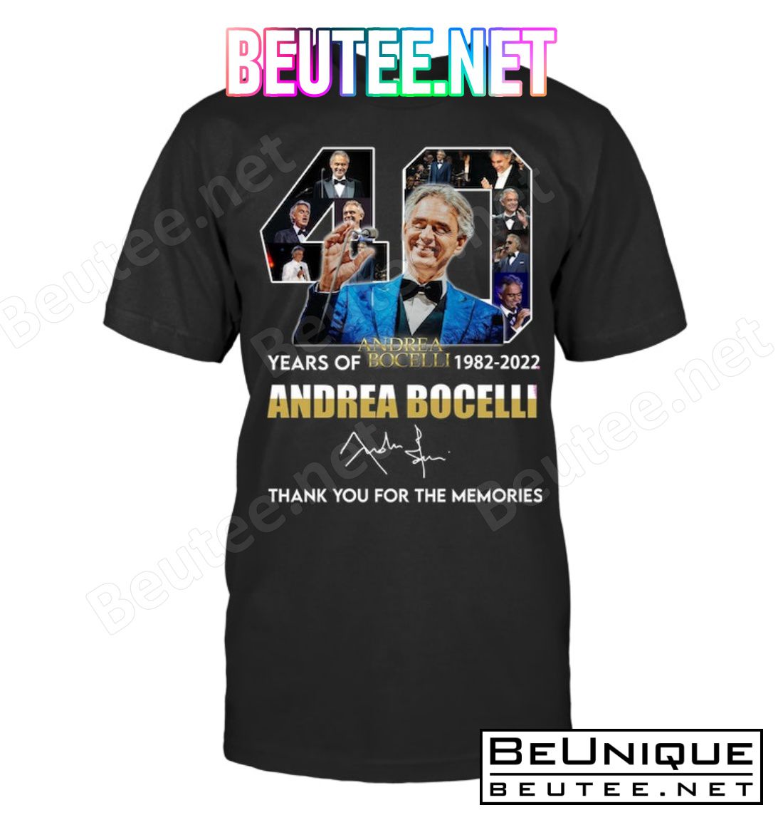 40 Years Of Andrea Bocelli 1982-2022 Signature Thank You For The Memories Shirt