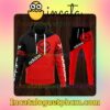 Adidas Black And Red Zipper Hooded Sweatshirt And Pants