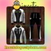 Adidas Impressive Color Scheme Black White Grey Zipper Hooded Sweatshirt And Pants