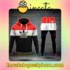 Adidas Three Color Lines Red White Black Zipper Hooded Sweatshirt And Pants
