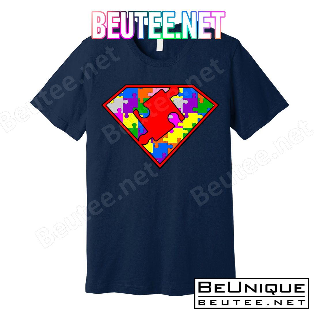 Autism Superhero Puzzle Crest T-Shirts