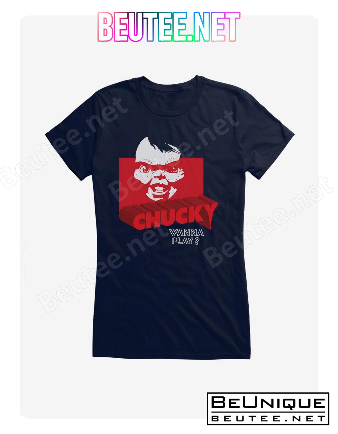 Chucky Wanna Play Red Font T-Shirt