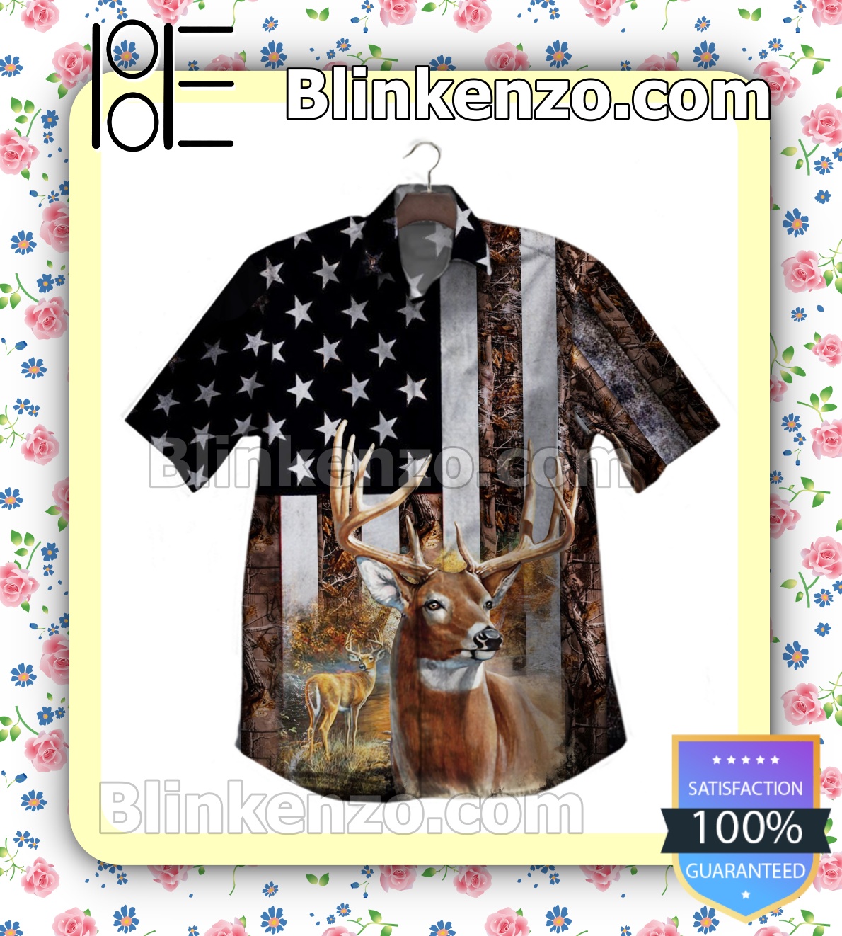 Deer Hunting Forest American Flag Summer Shirts