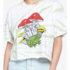 Frog Crystal Mushroom Tie-Dye Girls Crop T-Shirt