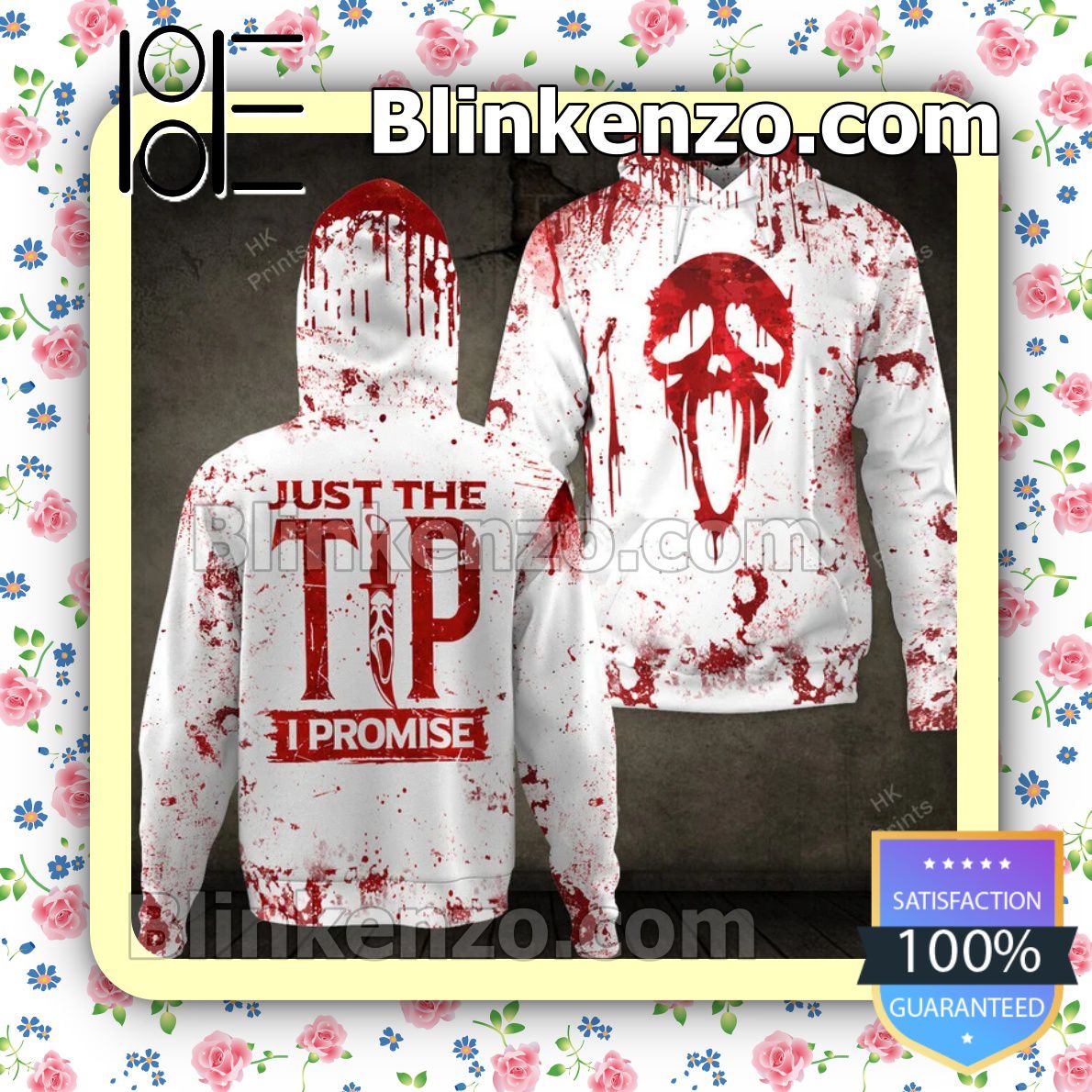 Ghostface Just The Tip I Promise Blood Stains Halloween Hoodie