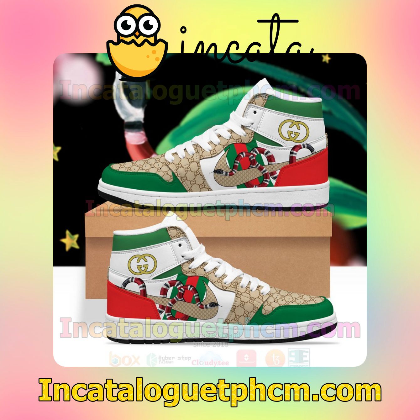 Gucci Nike Kingsnake High Top Air Jordan 1 Inspired Shoes
