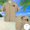 Gucci With The North Face Gucci Logo Beige Hawaiian Shirt And Beach Shorts