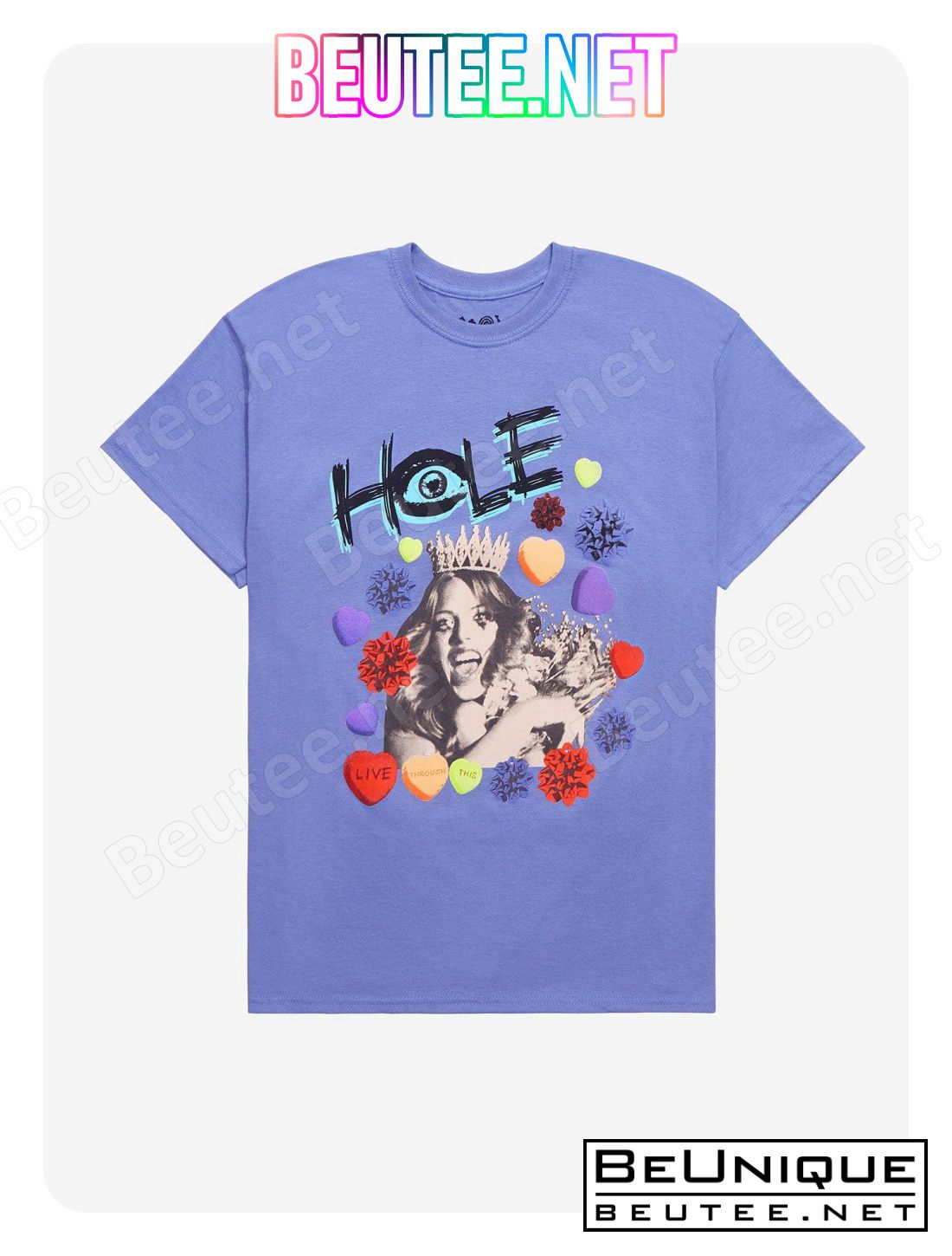 Hole Live Through This Candy Hearts Boyfriend Fit Girls T-Shirt