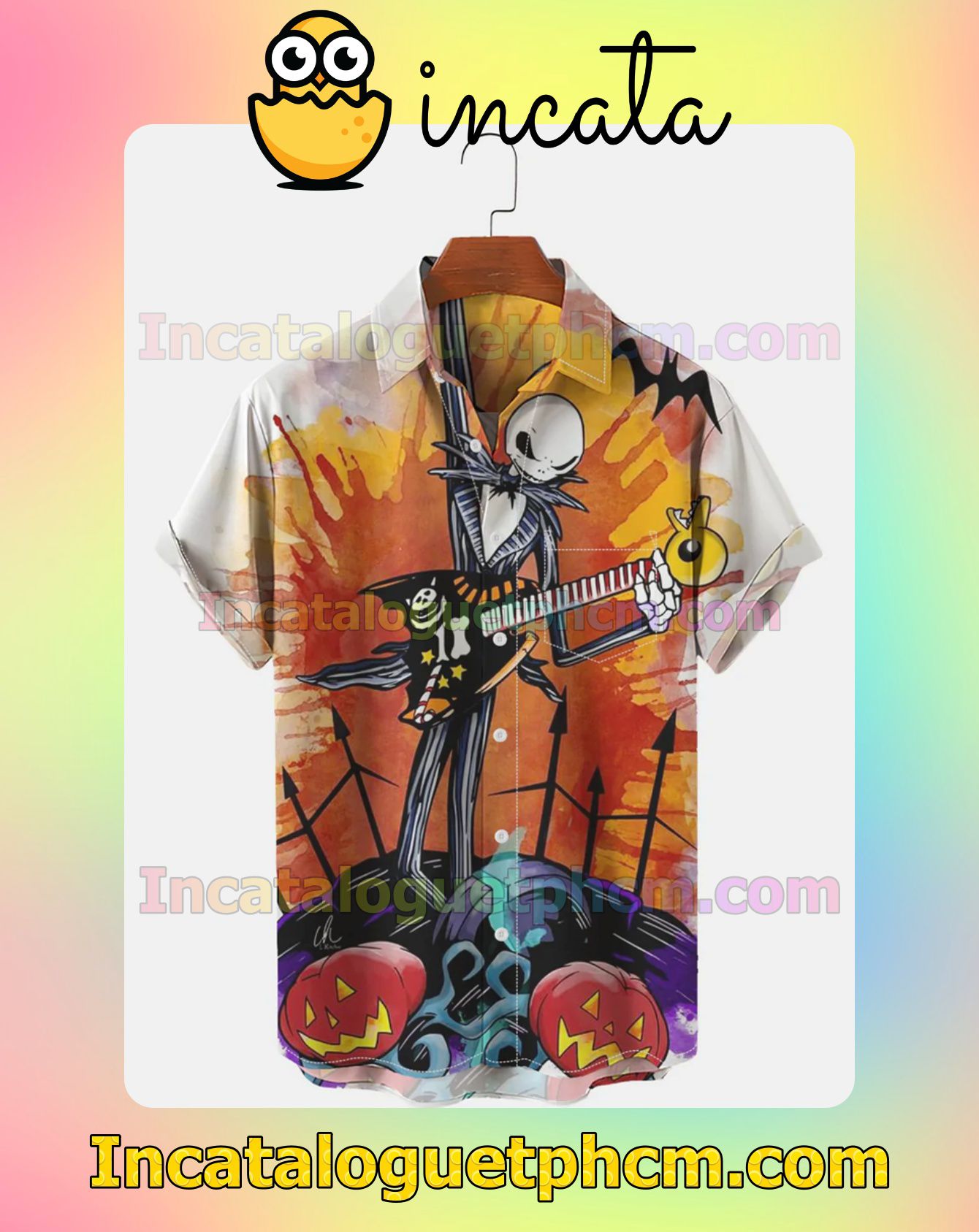 Jack Skellington Playing Guitar Splash Halloween Halloween Idea Shirt