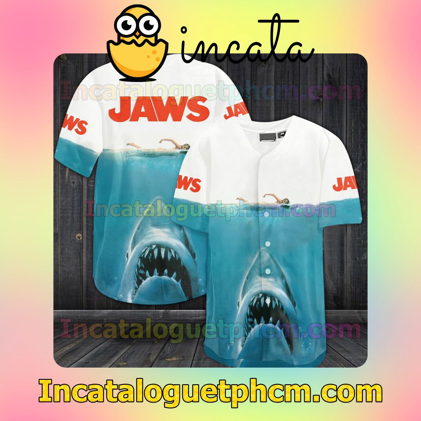 Jaws Shark Baseball Jersey Shirt