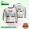 King Gucci Crown White Monogram With Black And Red Stripes Logo Knitted Ugly Sweater Christmas