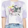Kuromi & My Melody Halloween Purple Wash Girls Crop T-Shirt