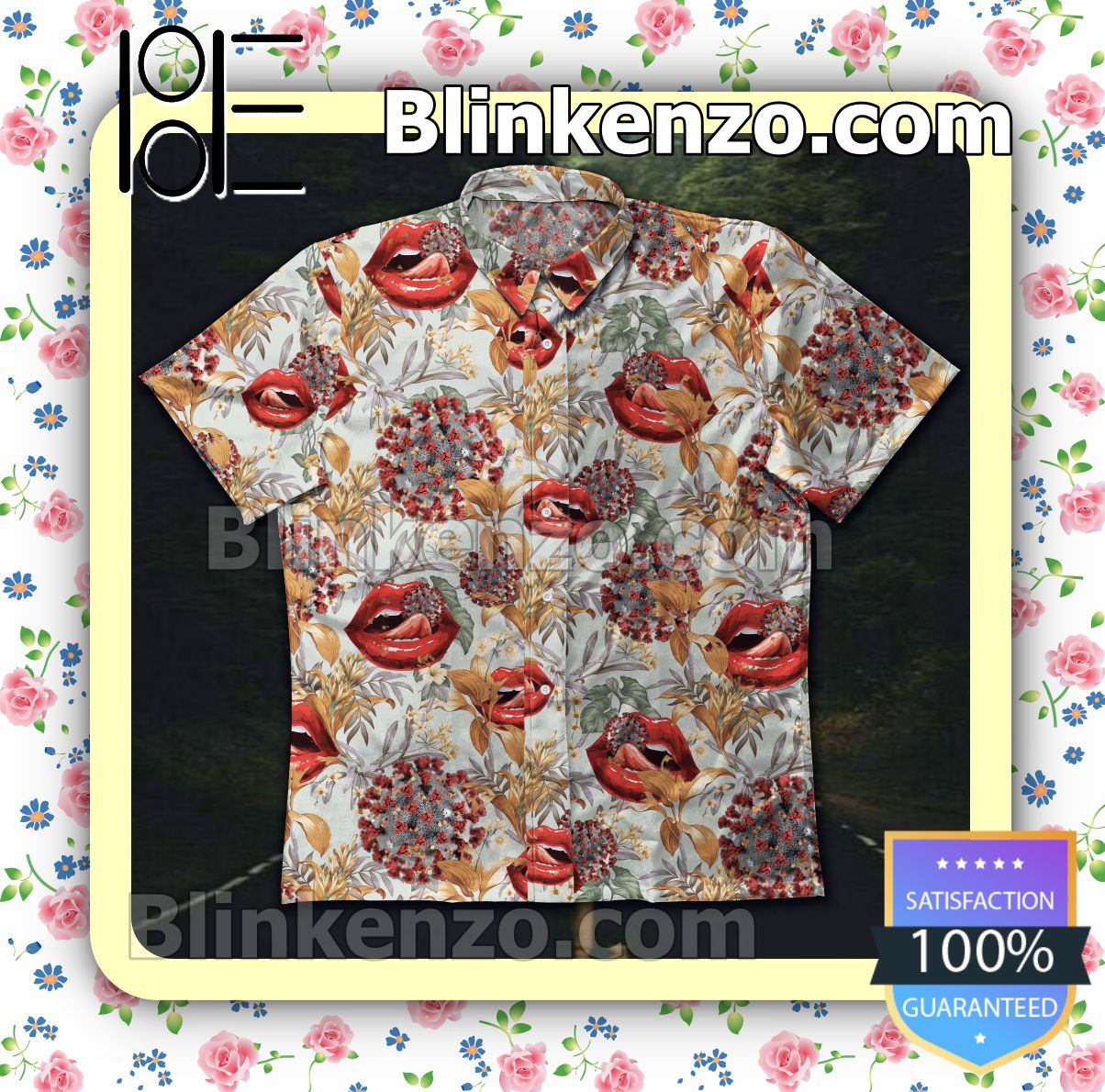 Licked Red Lips Vintage Summer Shirts