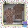Louis Vuitton Brown Monogram With Big Flower Logo In Center Embroidered Polo Shirts
