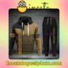 Louis Vuitton Stripes Mix Brown And Black Zipper Hooded Sweatshirt And Pants